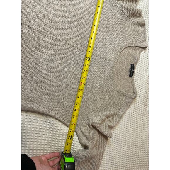 Philippe Le Bac Cashmere Gray/Tan Asymmetrical Hem Pull On Knit Sweater 3 (L) - Picture 9 of 14